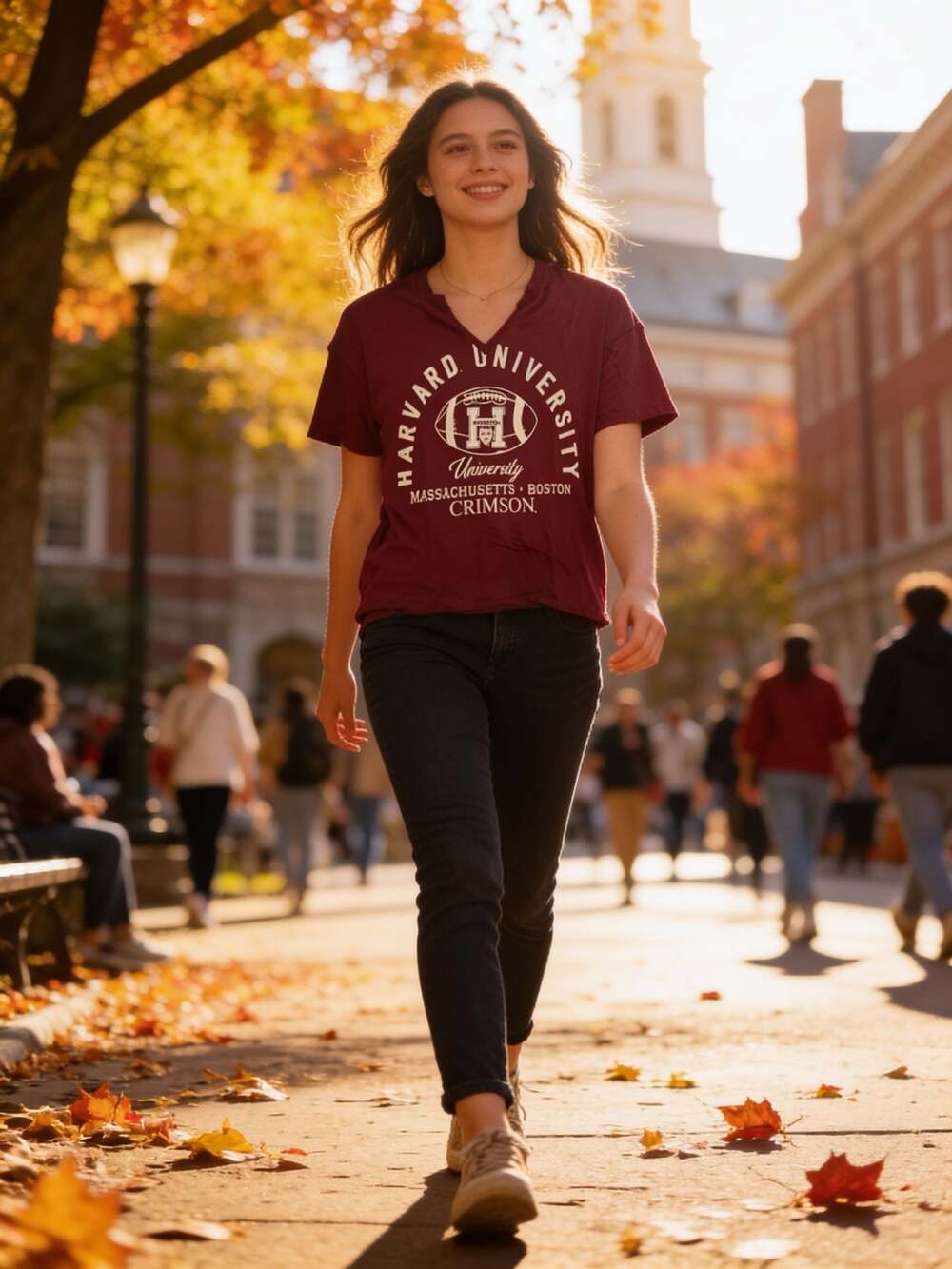 Grayson Threads Harvard University Notched-Neck Graphic T-Shirt Burgundy XL
